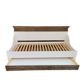 Divan Home Affaire, cu somiera si sertar, lemn masiv, alb/ maro, 90 x 200 cm