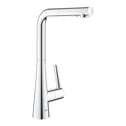 Baterie bucatarie Grohe Zedra cu dus extractibil dual spray pipa L crom