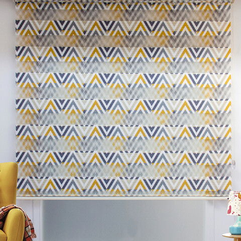 Jaluzea rulou zebra / roleta textila, H776 Day & Night, 170x200 cm, poliester, galben mustar