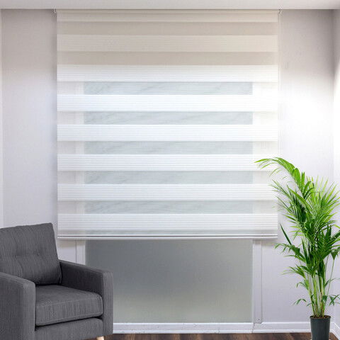 Jaluzea rulou zebra / roleta textila, Ruby, Stor Pliseli Day & Night, 210x260 cm, poliester, alb