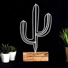 Decoratiune, Cactus, 17x37x3.5cm, Metal, Alb