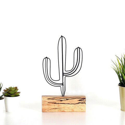 Decoratiune, Cactus Mini, 17x24x3.5cm, Metal, Negru