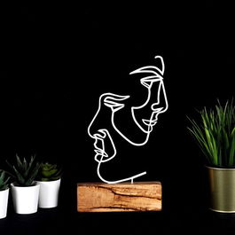 Decoratiune, Faces, 17x38x3.5cm, Metal, Alb