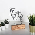 Decoratiune, Faces, 17x38x3.5cm, Metal, Negru
