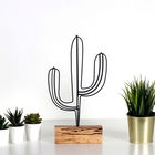 Decoratiune, Cactus, 17x37x3.5cm, Metal, Negru