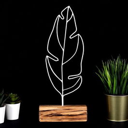 Decoratiune, Feather, 17x41x3.5cm, Metal, Alb