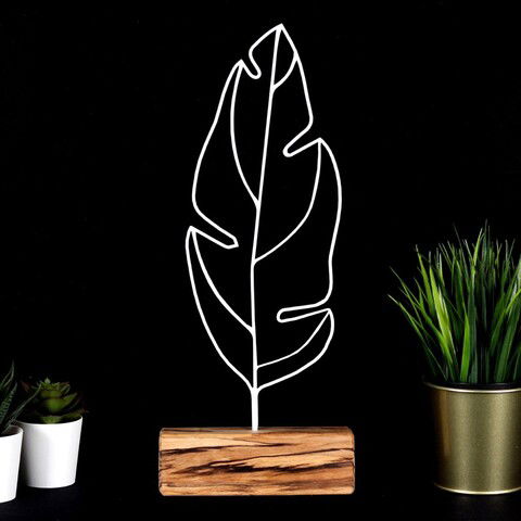 Decoratiune, Feather, 17x41x3.5cm, Metal, Alb
