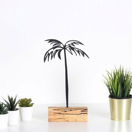 Decoratiune, Palm, 17x35x3.5cm, Metal, Negru