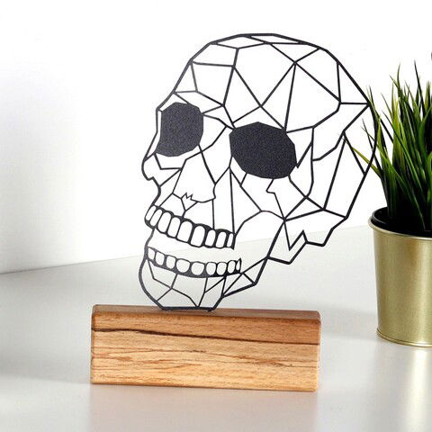 Decoratiune, Skull, 17x29x3.5cm, Metal, Negru