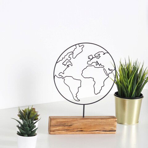Decoratiune, World, 22x30x3.5cm, Metal, Negru