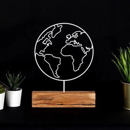 Decoratiune, World, 22x30x3.5cm, Metal, Alb