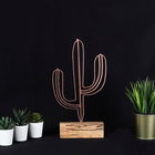 Decoratiune, Cactus, 17x37x3.5cm, Metal, Bronz