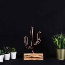 Decoratiune, Cactus Mini, 17x24x3.5cm, Metal, Bronz