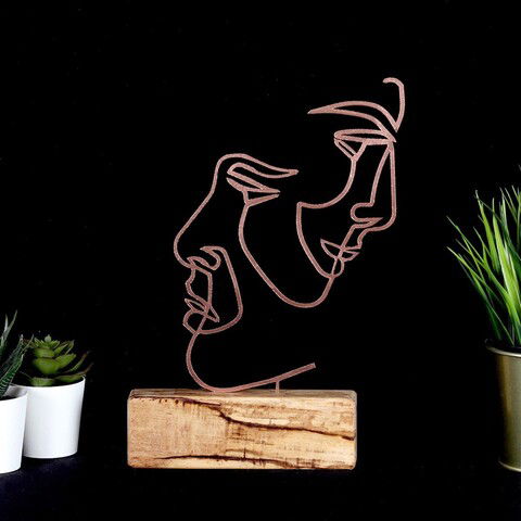 Decoratiune, Faces, 17x38x3.5cm, Metal, Bronz