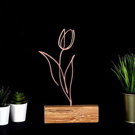 Decoratiune, Tulip, 17x30x3.5cm, Metal, Bronz