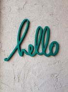 Decoratiune de perete, Hello, 40x2x38cm, Placaj, Verde