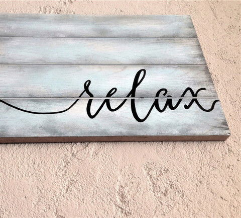 Decoratiune de perete, Relax, 40x1.8x26cm, Lemn , Albastru