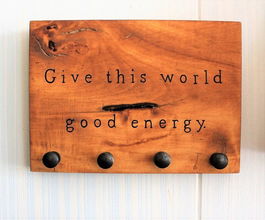 Suport pentru chei, Good Energy, 20x15x1.8cm, Lemn , Maro