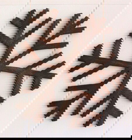 Decoratiune de perete, Snowflake, 38x1.8x38cm, Placaj , Nuc