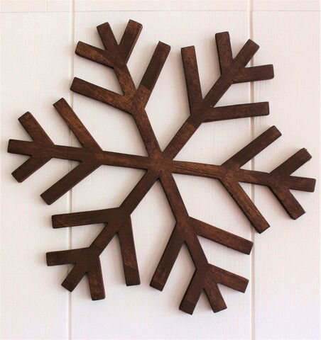 Decoratiune de perete, Snowflake, 38x1.8x38cm, Placaj , Nuc