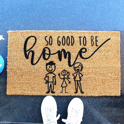 Covoras de intrare, Good To Be Home, 70x40cm, Fibra de cocos, Maro / Negru