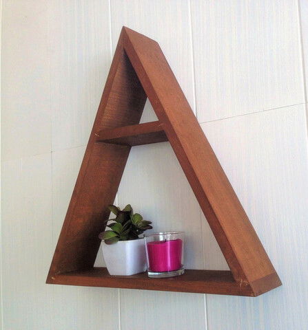 Raft de perete, Triangle, 40x40x10cm, Lemn , Nuc