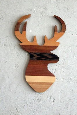 Decoratiune de perete, Wood Deer, 33x2x50cm, Placaj , Maro