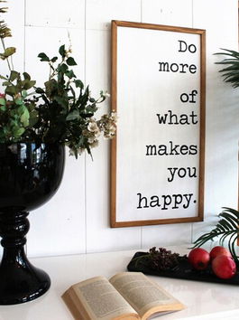 Decoratiune de perete, More Happy, 80x40x2.5cm, Lemn , Maro / Alb