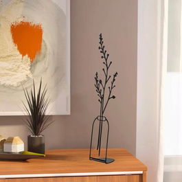 Decoratiune, Flowerpot, 12x45cm, Metal, Negru