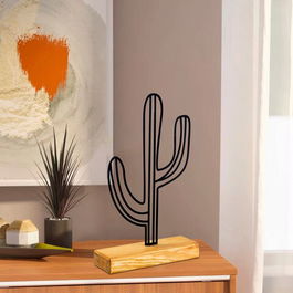 Decoratiune, Cactus, 22x41x4cm, Metal, Negru