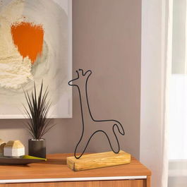 Decoratiune, Giraffe, 25x40x4cm, Metal, Negru