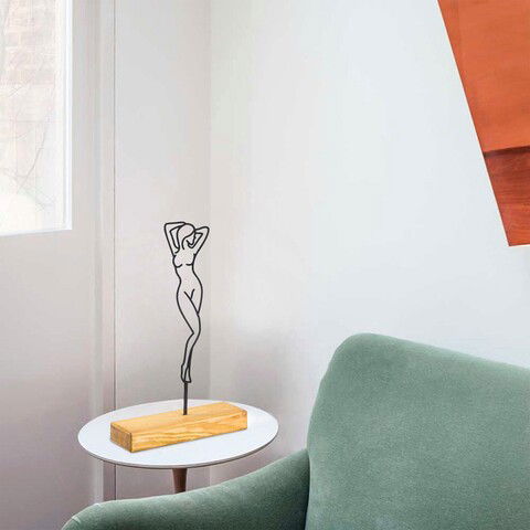 Decoratiune, Woman 2, 20x40x4cm, Metal, Negru