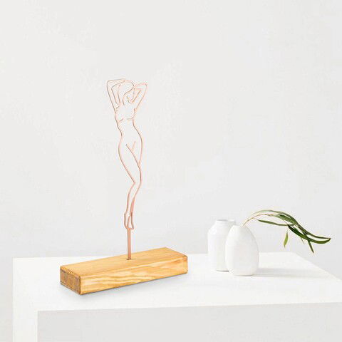 Decoratiune, Woman 2, 20x40x4cm, Metal, Cupru