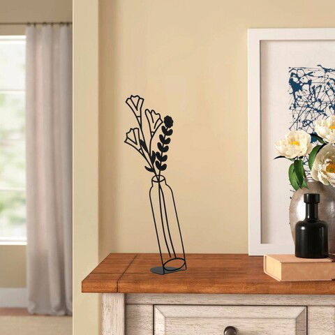 Decoratiune, Flowerpot, 22x56cm, Metal, Negru