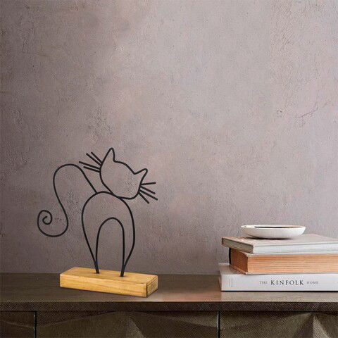 Decoratiune, Cat, 30x36x4cm, Metal, Negru