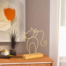 Decoratiune, Cat, 30x36x4cm, Metal, Aur