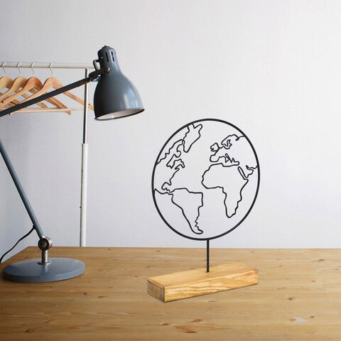 Decoratiune, World, 28x40x4cm, Metal, Negru