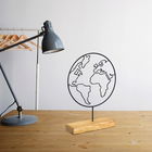 Decoratiune, World, 28x40x4cm, Metal, Negru