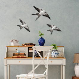 Decoratiune de perete, Flying Swallow, Poliester, Negru / Alb