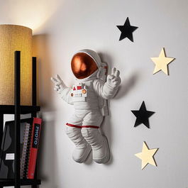 Decoratiune, Peace Sign Astronaut, 35x47x10cm, Poliester, Alb / Bronz