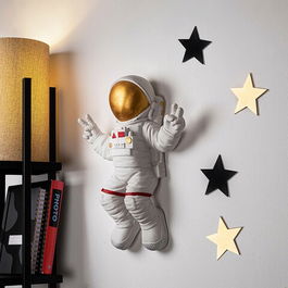 Decoratiune, Peace Sign Astronaut, 35x47x10cm, Poliester, Alb / Aur