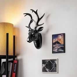 Decoratiune de perete, Bust of Deer, 26x38x17cm, Poliester, Negru