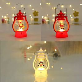 Set de 3 felinare de Craciun LED Haimanba, rosu/alb, 12,6 x 5,8 cm