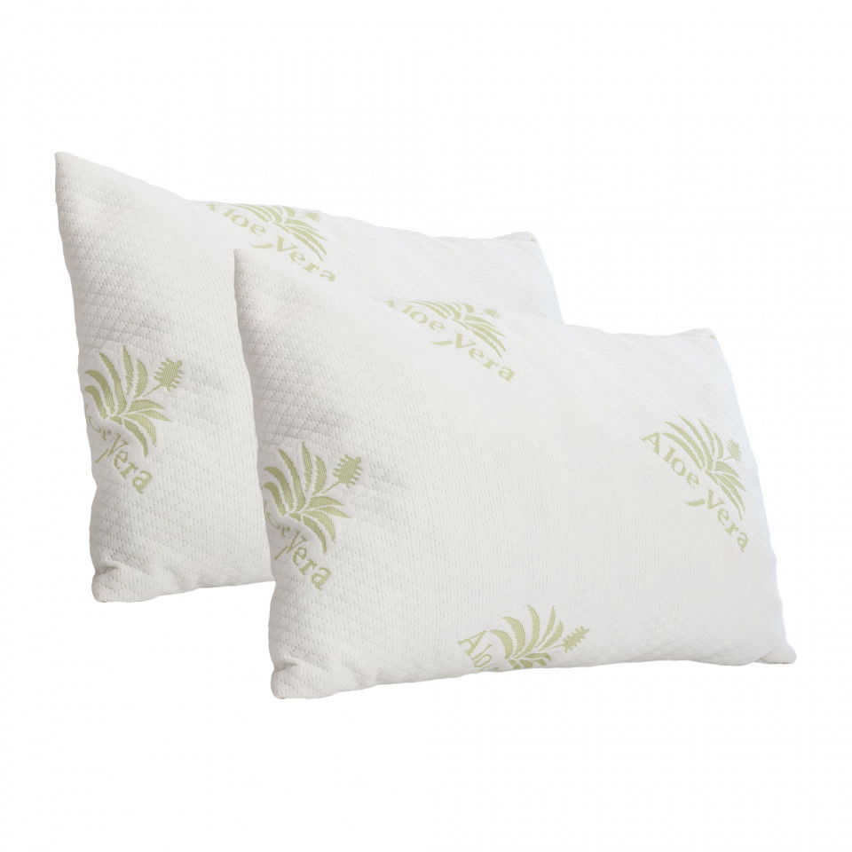 Set de 4 perne Karll, spuma de memorie maruntita si gel de aloe vera, 50 x 70 cm