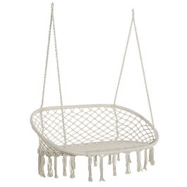 Outsunny Hamac Balansoar pentru Gradina si Casa cu 2 Locuri din Macramé Alb Crem