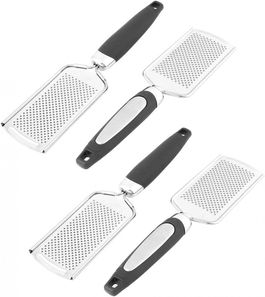 Set de 4 razatori pentru branza Sourcingmap, otel inoxidabil/plastic, argintiu/negru, 23.5 x 6 cm