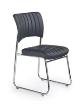 Scaun tapitat cu piele ecologica si picioare metalice, Raziela Negru / Crom, l48xA58xH83 cm