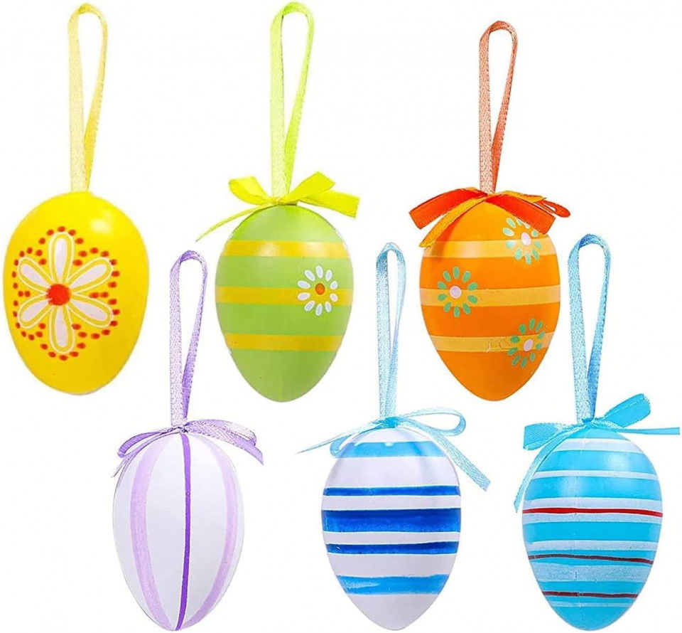 Set de 6 oua pentru Paste Jaesy Lee, plastic, multicolor, 3,9 x 5,9 cm