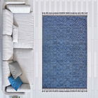 Covor de hol, Las Monte 3010, 100x300 cm, Bumbac, Gri/Albastru Marin