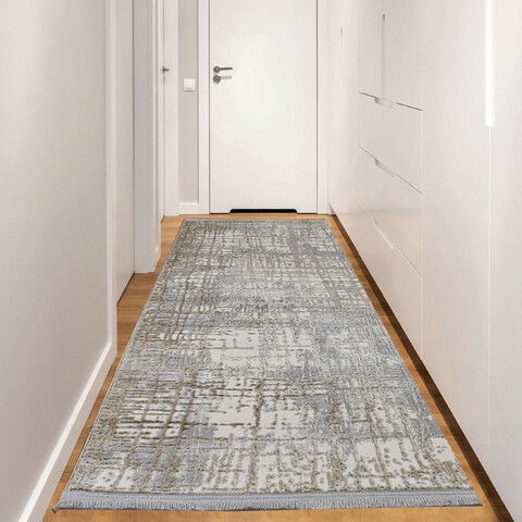 Covor de hol, Notta 1106, 80x150 cm, Polipropilena, Gri / Bej / Crem
